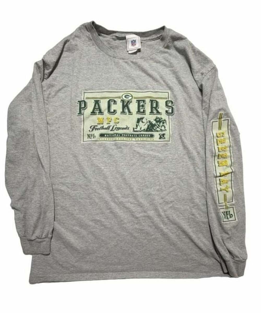 Vintage NFL Green Bay Packers NFC Football Legends Long Sleeve Gray T-Shirt XL